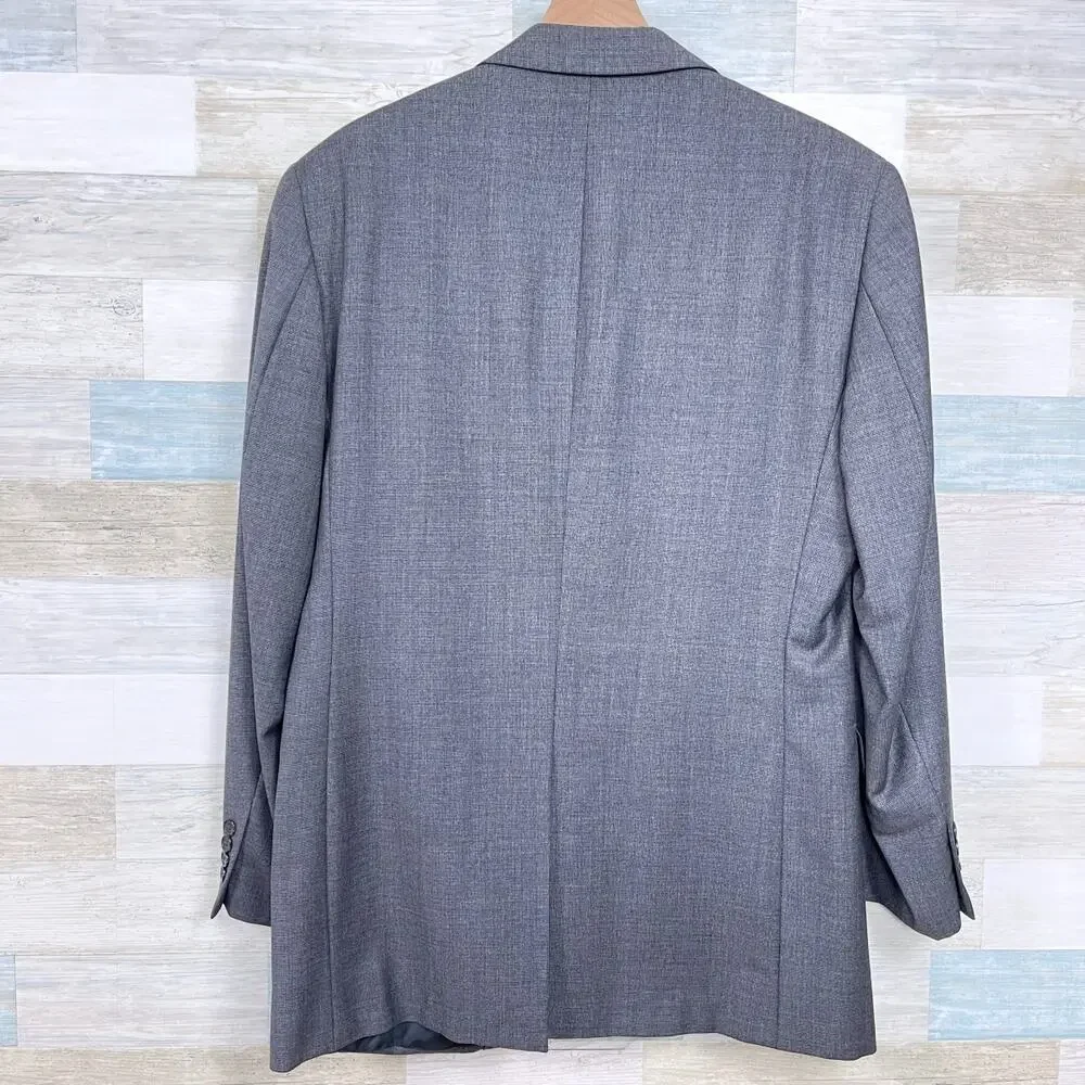 Jos A Bank Wool Nailhead Suit Gray Mens Two Button 41L Jacket 35L Pleated Pants